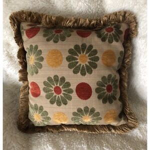 Borgata Floral Tapestry Pillow Beige, Orange, Green & Yellow 15" X 15"